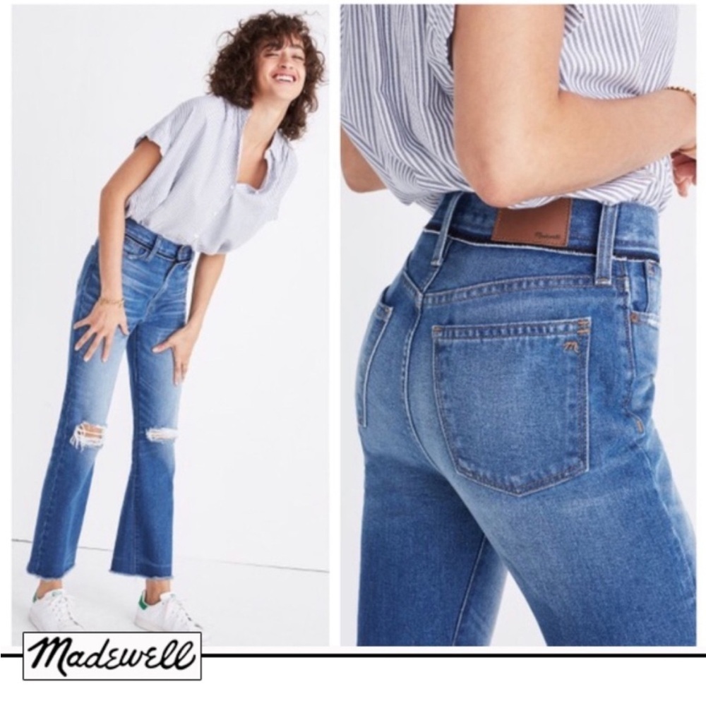 Madewell Retro Crop Bootcut (Cornwall Wash) Sz‎ 27 G7216 distressed